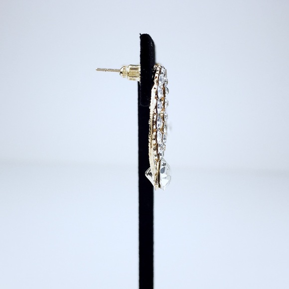 🔴SOLD Rhinestone Rose Gold Tone Dangle Earrings - Picture 5 of 6